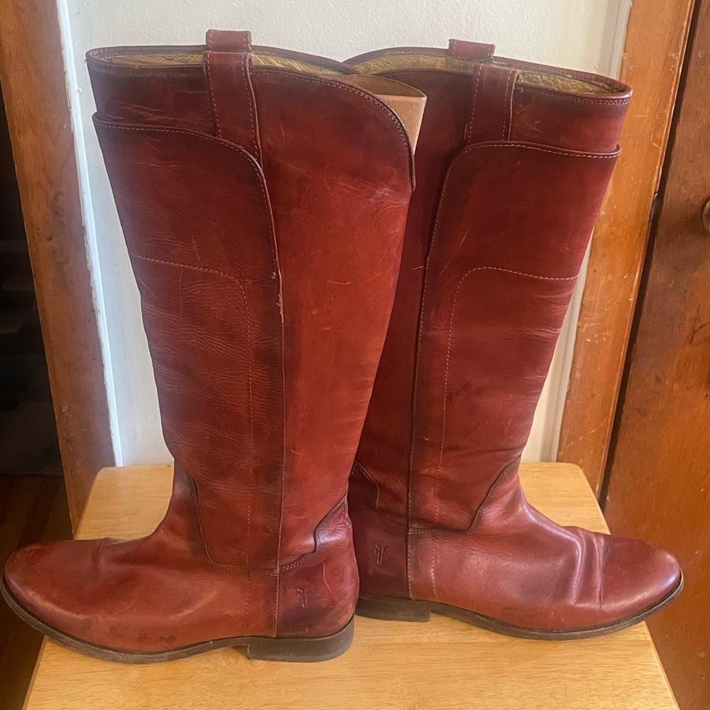 FRYE RED LEATHER BOOTS